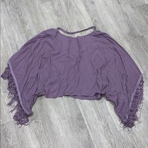 Purple crop top with fringe details